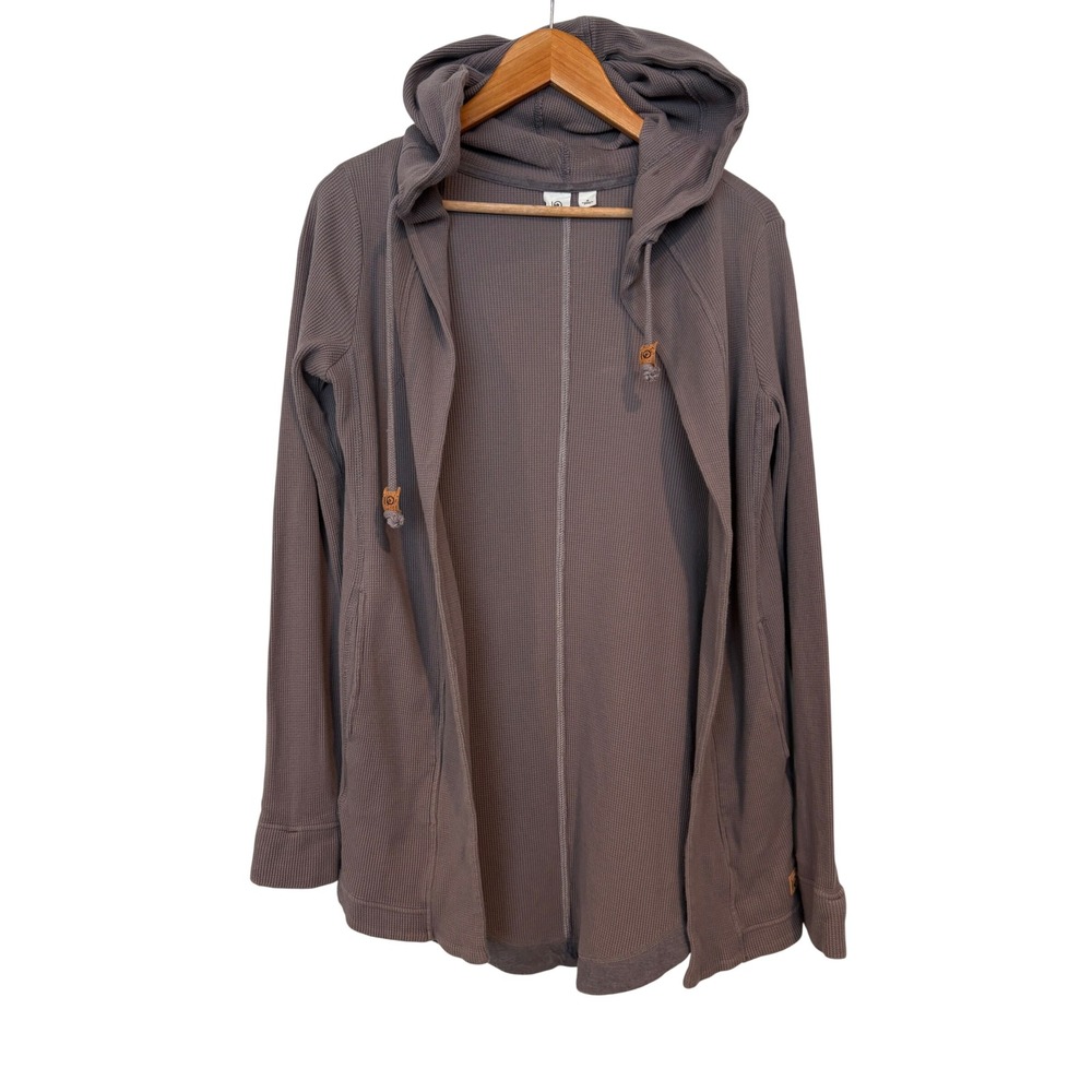 Tentree TreeWaffle Open Front Hooded Cardigan Jacket Grey Small S Organic